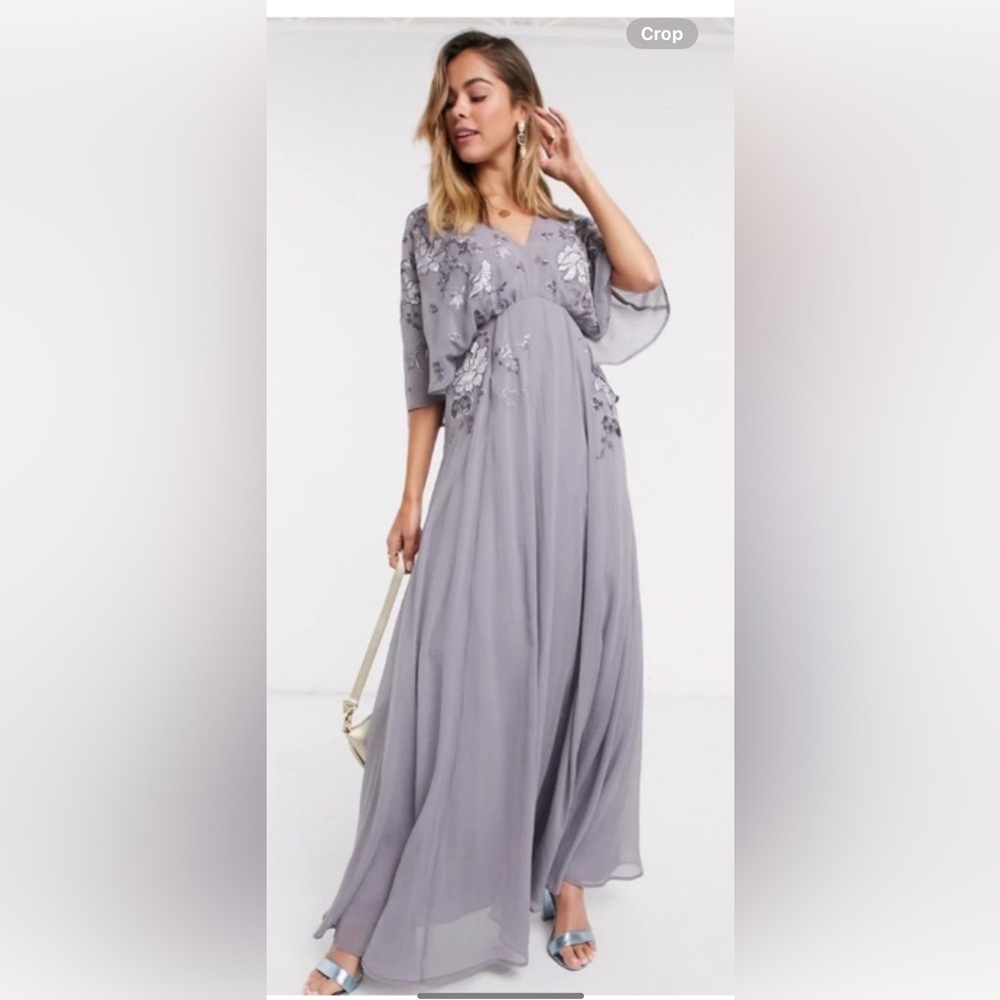 ASOS Lavender Maxi Dress with Floral Embroidery